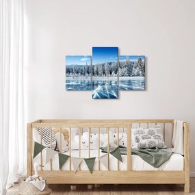 Kép a befagyott tóról és a havas fákról (90x60 cm)