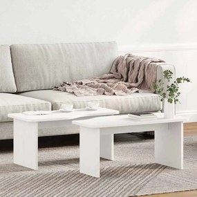 Dohányzóasztal 2 pcs Fehér 100 x 69 x 35.5 cm Tömör fenyőfa