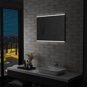 vidaXL LED-es fürdőszobai falitükör érintésérzékelővel 80 x 60 cm