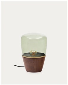 Zöld-sötét natúr színű asztali lámpa üveg búrával (magasság 30 cm) Silex – Kave Home