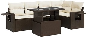 vidaXL 6 részes barna polyrattan kerti ülőgarnitúra párnával