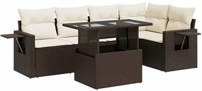 vidaXL 6 részes barna polyrattan kerti ülőgarnitúra párnával
