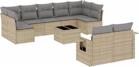 vidaXL 10 részes bézs polyrattan kerti ülőgarnitúra párnával