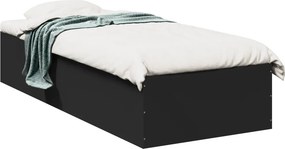 vidaXL fekete szerelt fa ágykeret 75 x 190 cm