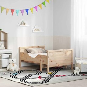 Ágykeret matracmal fejtámlával Barna 80 x 200 cm Tömör fenyőfa