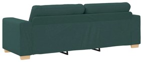 3-Darabos Sofa Szett Párnákkal - Sötét Zöld Szövet