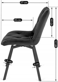 Bézs Bársony Forgó Étkezőszék Fekete Színben. MARCO