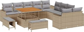 vidaXL Kerti Kanapé Szett 13 pcs Bézs polirattan