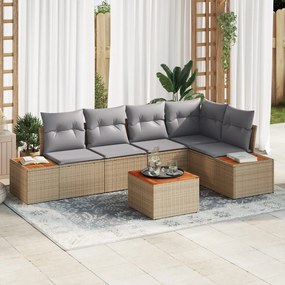 6 darabos kert kanapé szett párnákkal Bézs Poly Rattan Akác