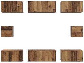 TV Szekrény Szett Falra szerelhető 8 pcs Régi fa Faanyag
