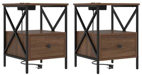 Éjjeliszekrény 2 pcs barna tölgy 41.5 x 40.5 x 55 cm Faanyag