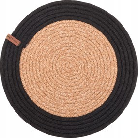 Asztali alátét Leila 35 cm fekete kerek elegáns asztali szőnyeg