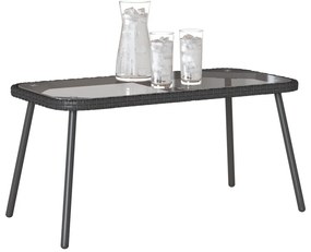 Fekete Dohányzóasztal 90x45x42 cm Polirattan