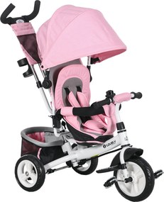 HOMCOM Gyerek Tricikli Evolúciós Tricikli Ülés Napernyővel, Kihajtható és Leválasztható Szülői Fogantyúval, Anyuka Táskával és Pohártartóval 102x49x10