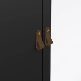 Fekete ruhásszekrény tükörrel 150x199x58 cm Madrid – Tvilum