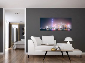 Éjszakai Shanghai képe (120x50 cm)