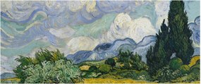 Kép - Vincent van Gogh, Wheat Field with Cypresses, reprodukciók (120x50 cm)
