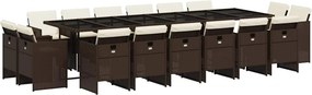 vidaXL 17 részes barna polyrattan kerti étkezőgarnitúra párnákkal