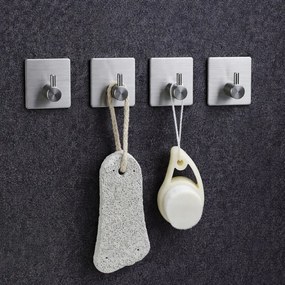 4 db Akasztós öntapadós törölközőtartó fürdőszoba ,konyha ezüst