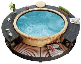 Fekete polyrattan jakuzzi-keret