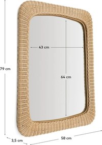 Fali tükör rattan kerettel 58x79 cm Zilna – Kave Home