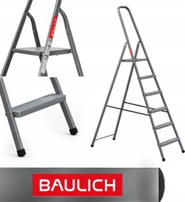Háztartási létra 6 lépcsős összecsukható szürke Baulich