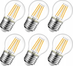 6x Izzó E27 Led filament 2W 3000K dekoratív Golyó