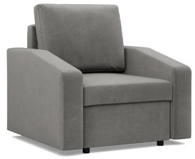 Zeus fotel, döntött kartámasz, bársony, hab töltet, világosszürke