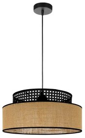 Csillár zsinóron BOHO 1xE27/60W/230V átm. 40 cm fekete/rattan