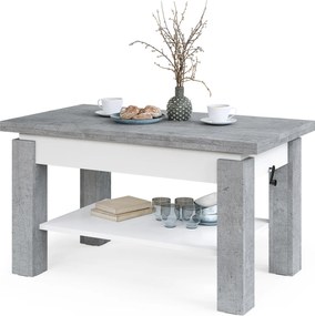 Mazzoni BRAWO Millenium Beton/Fehér - NYITHATÓ/MAGASÍTHATÓ DOHÁNYZÓASZTAL POLCCAL ÉTKEZŐASZTALKÉNT IS HASZNÁLHATÓ