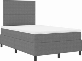 vidaXL Boxrugós ágy fejtámlával Világosszürke és fehér 120 x 190 cm