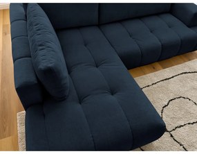 Sötétkék kinyitható-tárolóhelyes sarokkanapé (bal oldali-L alakú) Fuji – Bobochic Paris