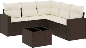 vidaXL 6 részes barna polyrattan kerti ülőgarnitúra párnával