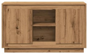 kézműves tölgy színű szerelt fa tálalószekrény 102 x 35 x 60 cm