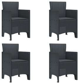 5 darabos Kerti Étkezőszett párnákkal Antracit Poli Rattan