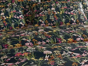 2 db Mikroplüss ágynemű szett MYSTIC GARDEN sötétzöld + Mikroplüss lepedő SOFT 180x200 cm fehér, franciaágyhoz