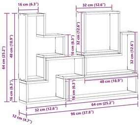 Fal Cube polcokkal Egyéb Régi fa 96 x 12 x 64 cm Faanyag