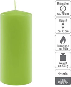 Gyertya készlet 15 cm Ø 7,5 cm 4 db világoszöld
