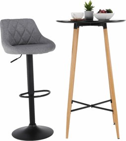 Bárasztal, fekete/tölgy, átmérő 60 cm, IMAM