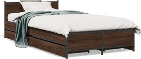 vidaXL barna tölgyszínű szerelt fa ágykeret 75 x 190 cm