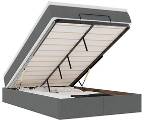 Ottomán ágykeret matraccal sötétszürke 120x190 cm szövet