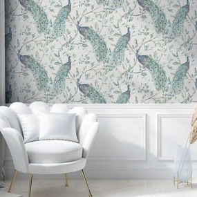 Arthouse Signature 1 Keeka Bird krém-türkizzöld pávás papír tapéta – 923708