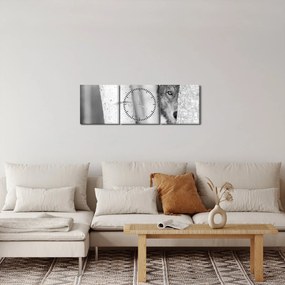 Kép - Farkas az erdőben (órával) (90x30 cm)