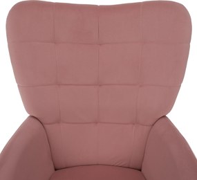 Fotel lábtartóval, rózsaszín Velvet szövet/tölgy, HABEN