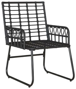 Kert étkező szett 3 pcs Fekete és Antracit Poli rattan és acél