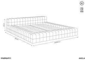 Zöld kárpitozott franciaágy ágyráccsal 140x200 cm Akela – Makamii