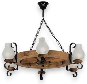 Brilagi - Csillár láncon ROATA 6xE14/40W/230V bükkfa