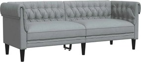 vidaXL világosszürke 3 személyes szövet Chesterfield kanapé