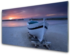 Fali üvegkép Boat Beach Sun Landscape 100x50 cm