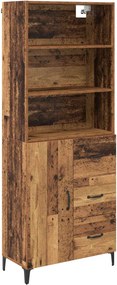 vidaXL Magasfiú fiókkal Öreg fa 69,5 x 34 x 180 cm Faanyag